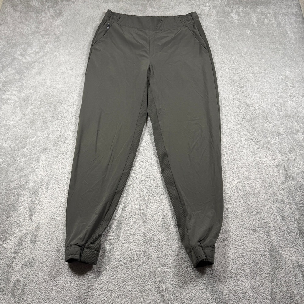 Athleta Brooklyn Mid Rise Joggers 28" Women 8 Olive Green Ribbed Trim Pockets